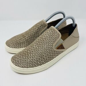 OluKai Womens 9.5 Pehuea Pai Slip On Shoes Beige Mesh Convertible Flat Mule